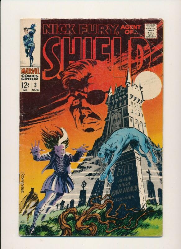 MARVEL Nick Fury Agent of SHIELD  #3 1968 Jim Steranko cover and art VG (PF755) 