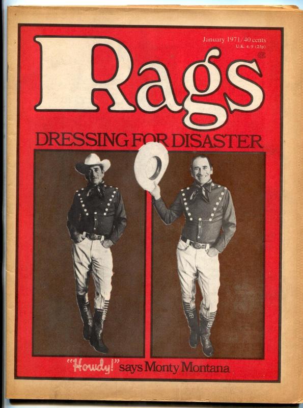 Rags Magazine January 1971- Monty Montana- Underground Counter Culture