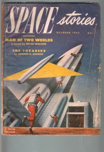 SPACE STORIES 1952 OCT-#1-ROCKET COVER-GORDON DICKSON VG 