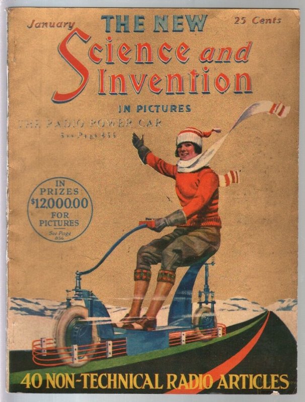 Science & Invention 1/1924-Frank R Paul art-Gold Tone-H V Brown-FN