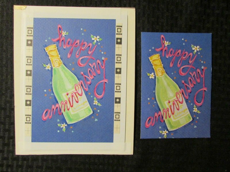 CHAMPAGNE Happy Anniversary 7.5x9.5 #9193 Greeting Card Art w/ Mock-Up