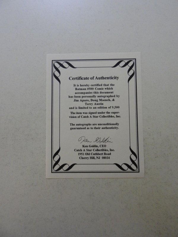 Batman #500 (1993) #762/1900 signed w/cert VF/NM condition