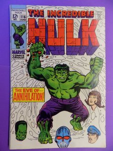 INCREDIBLE HULK # 116 NICE COLOR GREAT PAGES HI GRADE