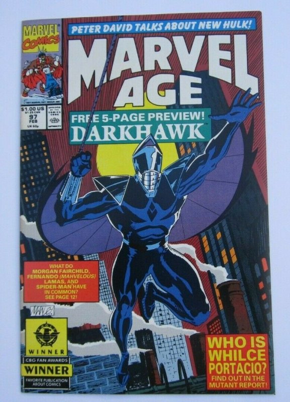 Marvel Age #97 VF+ Key Issue 1st Appearance Darkwhawk Marvel Comics 1991
