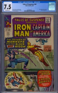 TALES OF SUSPENSE #64 CGC 7.5 IRON MAN CAPT AMERICA BLACK WIDOW JACK KIRBY