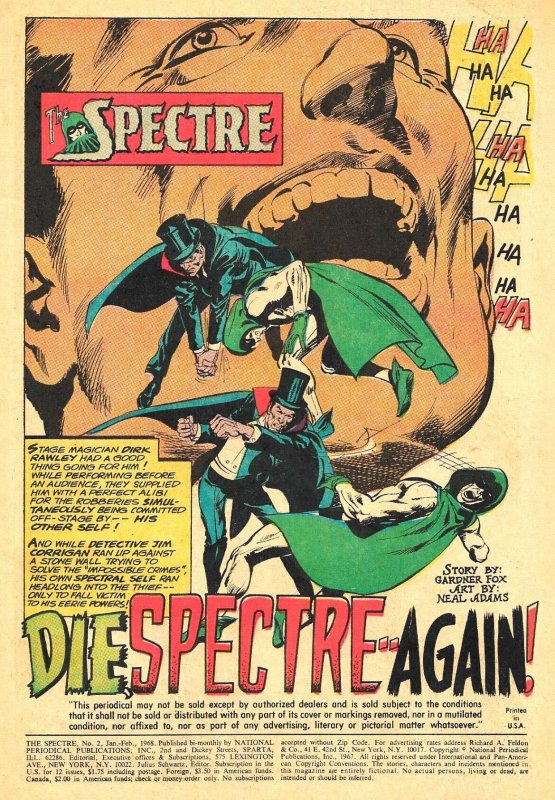 THE SPECTRE #2 (Jan 1968) 7.5 VF- Neal Adams' 1st Issue of his run on SP...