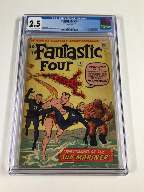 Fantastic Four 4 Cgc 2.5 Ow/w Pages! 1st Silver Age Namor The Sub-mariner Marvel