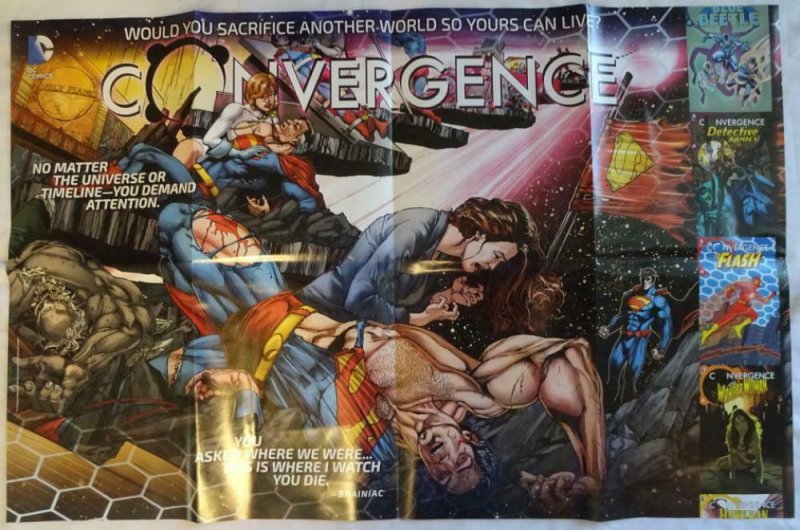 CONVERGENCE Promo Poster , 22 x 34, 2014, DC, FLASH, SUPERMAN  Unused 039