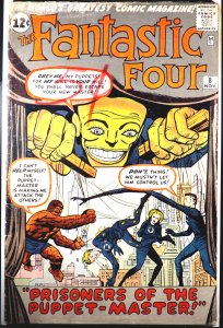 FANTASTIC FOUR #8 GD/VG 1st Appearance Alicia Masters Puppet Master 1962 Marvel