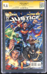 Justice League #4 Kubert Cover CGC 9.6 Signature Series Double Signed Jim Lee