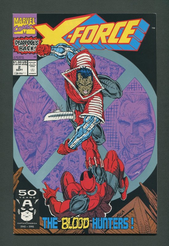 X-Force #2  (2nd Deadpool) / 9.0 VFN/NM  / September 1991