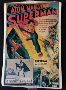 1950 Atom Man Vs Superman Chapter 7 Repo 27 x 41 Poster signed by Kirk Alyn