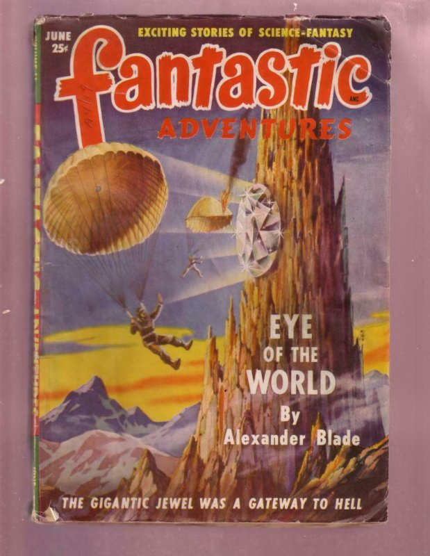 FANTASTIC ADVENTURES-JUNE 1949-PARCHUTE FANTASY PULP-SF VG