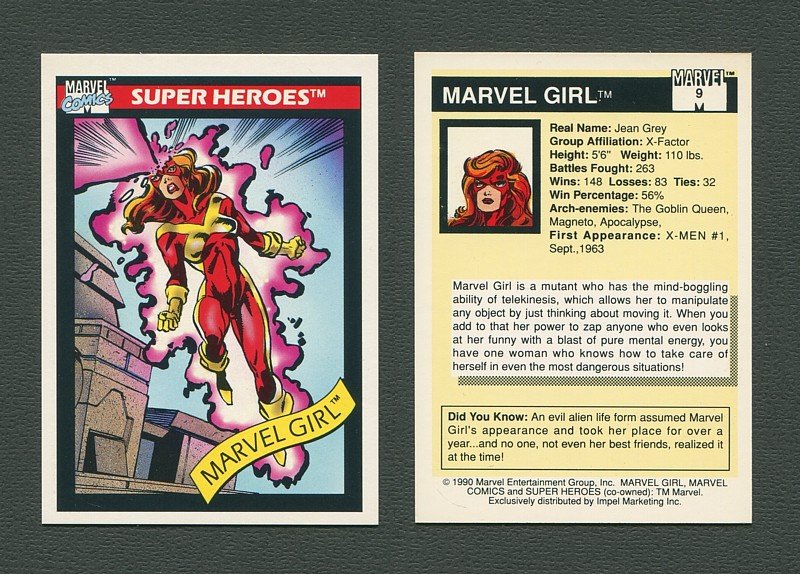 1990 Marvel Comics Card  #9 (Marvel Girl) / MINT