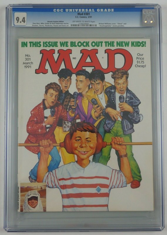 Mad Magazine #301 CGC 9.4 - RARE Hussein Asylum Edition - NKOTB March 1991 