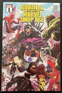 GODZILLA DESTROYS THE MARVEL UNIVERSE #1 SIGNED BY MARK BROOKS NYCC W/COA NM