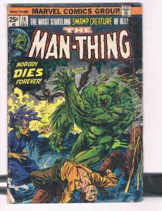 The Man-Thing #10 GD Marvel Comics Group Nobody Dies Forever Comic Book 1974 DE7