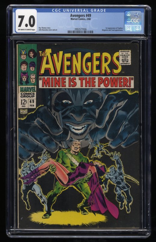 Avengers #49 CGC FN/VF 7.0 1st Appearance Typhon Quicksilver Scarlet Witch!