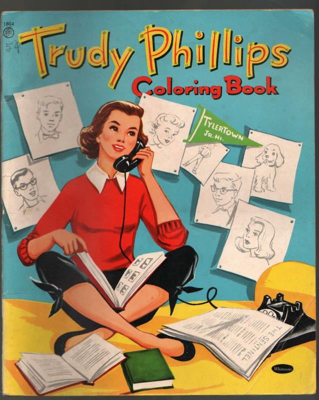 Trudy Philllips Coloring Book #1804 1955-Dorothy Grider art-book series-VG