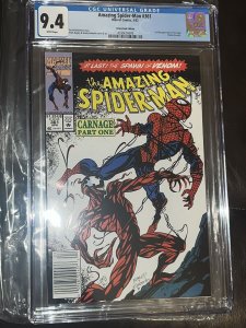 Amazing Spider-Man 361, 1st Appearance Carnage, Newsstand Variant CGC Graded 9.4