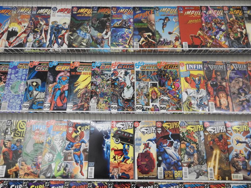 Huge Lot 180+ Comics W/ Superman, Impulse, Crisis Infinite Earths+ Avg VF Cond!