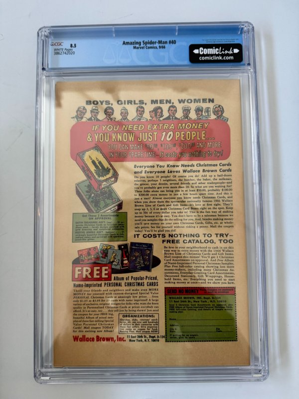 Amazing Spider-Man #40 * CGC 8.5 * Origin Green Goblin * Marvel Comics (1966)