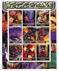 Spider-man Stamps, 2002 - 9 Stamp Mint Sheet