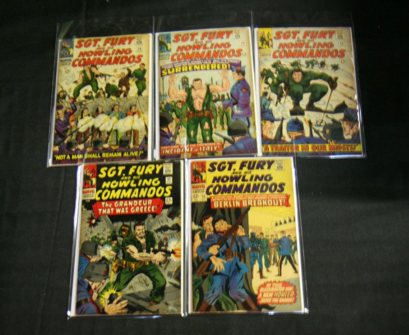 SGT. FURY AND HIS HOWLING COMMANDOS 1966 LOT OF 5 COMICS #28,30,32,33,35 ( F ) 