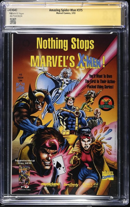 The Amazing Spider-Man (1993) # 375 (CGC 9.8 WP)  Signed / Sketch Mark Bagley