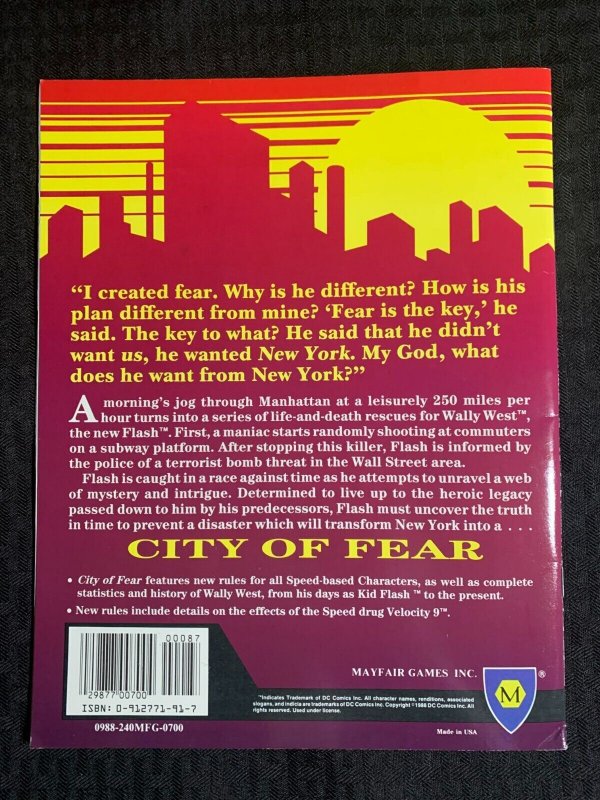 1988 FLASH DC Heroes Role Playing Game #240 FN+ 6.5 Mayfair Games