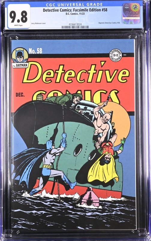 Detective Comics #58 Facsimile Edition CGC 9.8 Reprints 1937 1st Penguin DC 2023