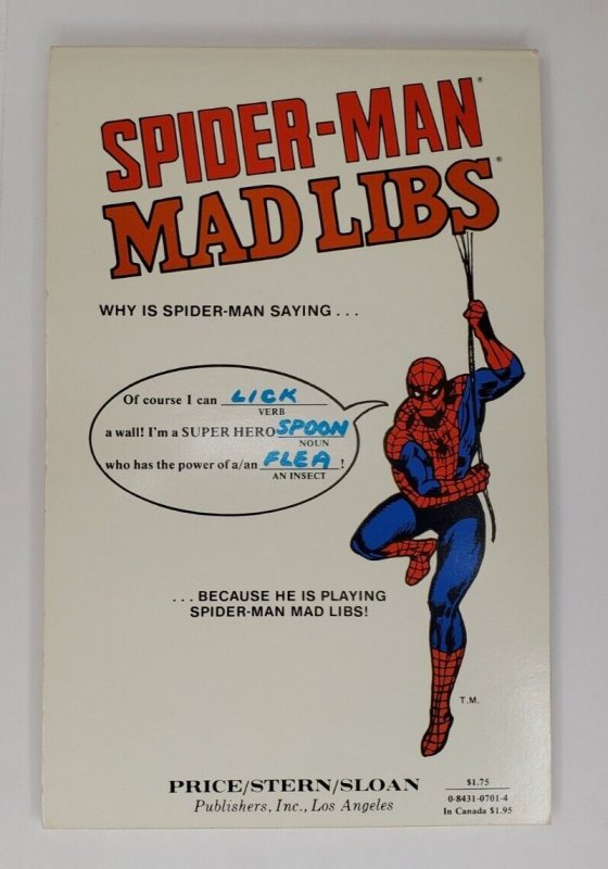 Vintage Spider Man Mad Libs 1981 NM New 