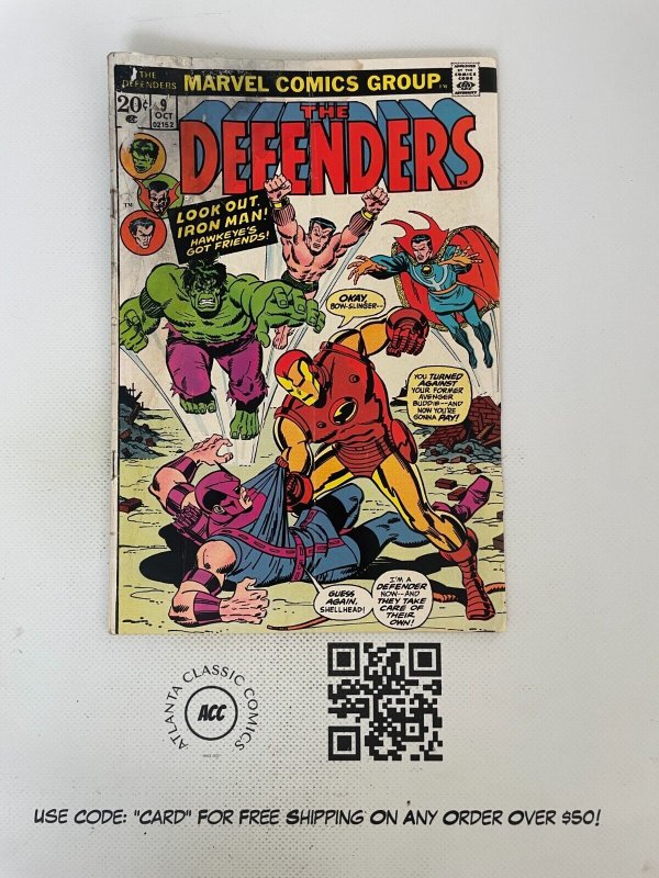 The Defenders # 9 GD Marvel Comic Book Hulk Dr. Strange Sub-Mariner 2 J225