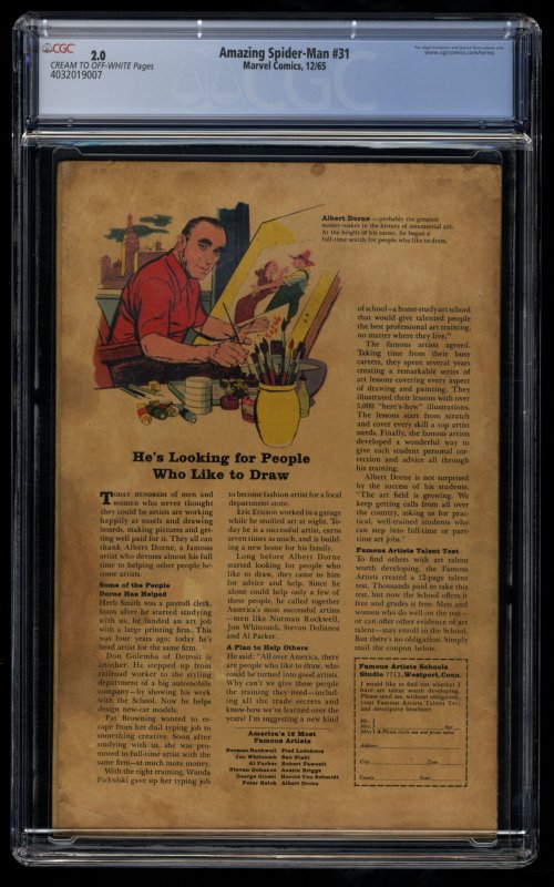 Amazing Spider-Man #31 CGC GD 2.0 1st Appearance Gwen Stacy!