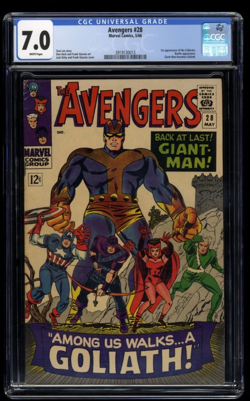 Avengers #28 CGC FN/VF 7.0 White Pages 1st Appearance Collector!
