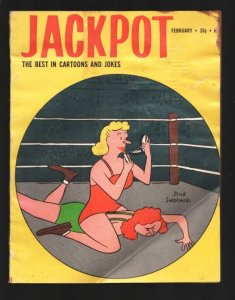 Jackpot 2/1967-Women wrestlers on cover by Dick Smolinsk-Jokes-cartoons-gags-...