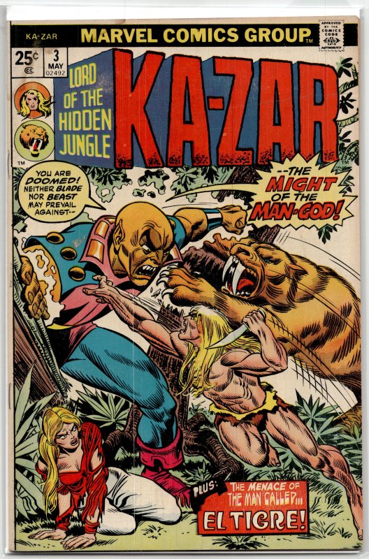 Ka-Zar #3 (1974) Ka-Zar Marvel Value Stamp Missing