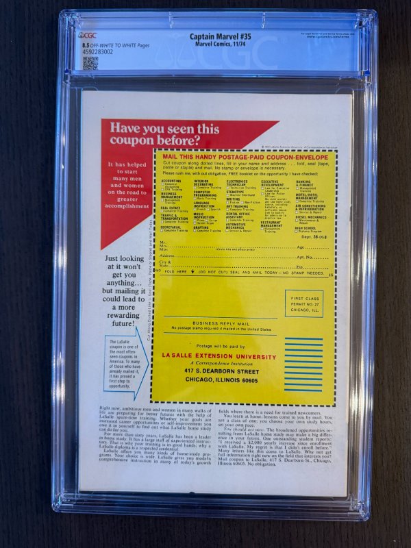 Captain Marvel #35 CGC 8.5 (1974) Ant-Man Wasp Annihilus Living Laser