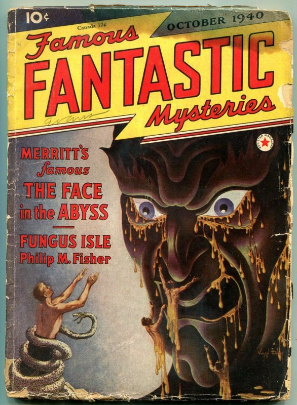 Famous Fantastic Mysteries Pulp October 1940- Face in the Abyss- Wild cover G-