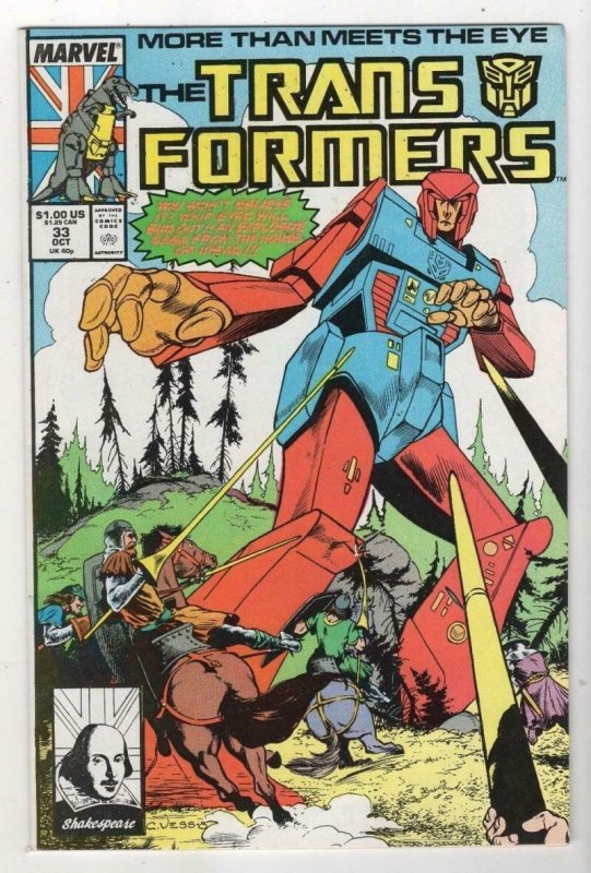 TRANSFORMERS #33, VF/NM, Vess, Men of Iron, Marvel 1984 1987 more in store