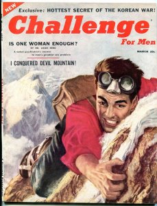 Challenge For Men #1 March 1955-MENTAL TELEPATHY-KOREA-MARILYN