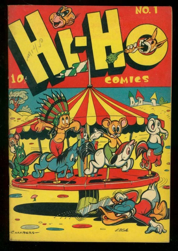 HI-HO COMICS #1 1946? LB COLE MERRY-GO-ROUND COVER DRUG VF-