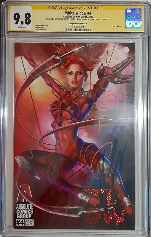 White Widow # 4 Greg Horn Variant Cover A Signed 4X CGC 9.8 SS 