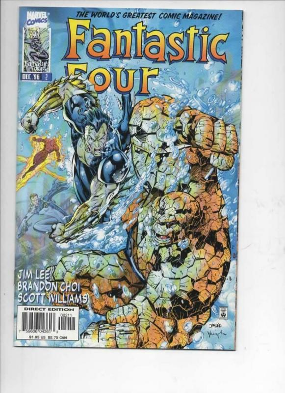 FANTASTIC FOUR #2, Vol 2, NM-, Jim Lee, Human Torch, more FF in store, 1996