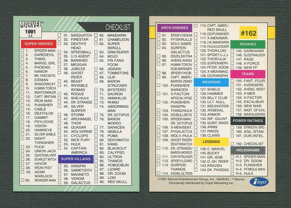 marvel cards universe 1994 checklist clipart