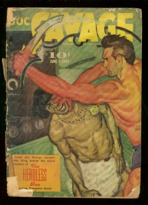 DOC SAVAGE JUNE 1941-HEADLESS MEN-BRUTAL COVER-STREET & FR