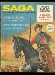 SAGA PULP-AUG 1960-BEATNIK-CATTLE WAR-STAN BORACK COVER VG