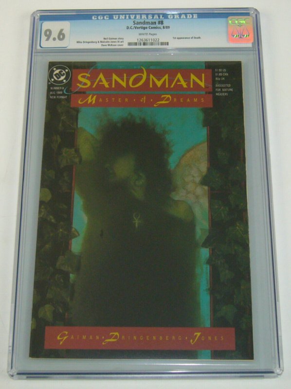 Sandman #8 CGC 9.6 white pages - 1st appearance of Death - neil gaiman dc 1989