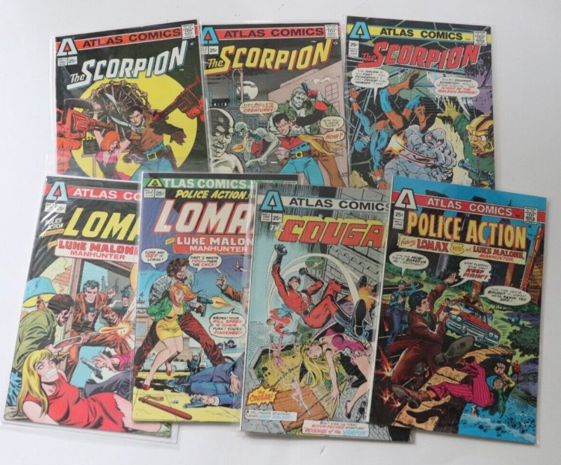 Atlas Comics Lot of  7 Scorpion Lomax Cougar Police Action