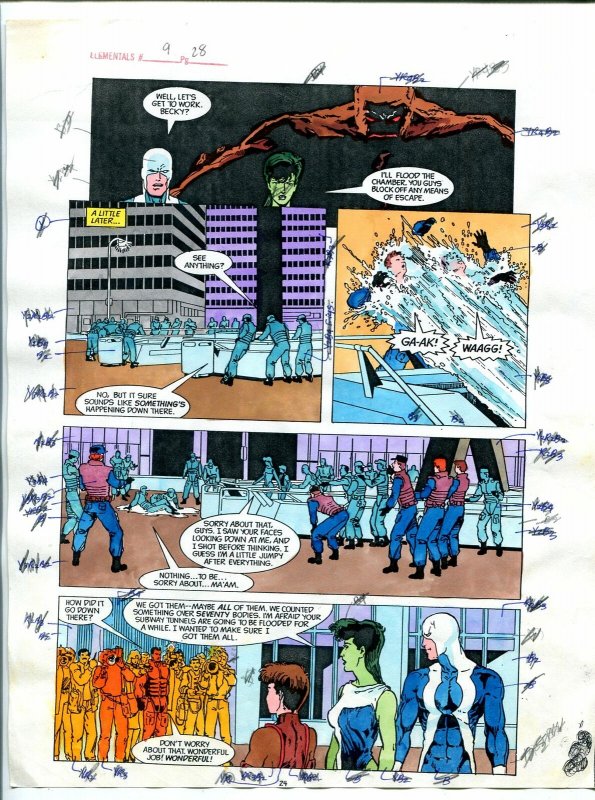 Elementals #9 Page #28 Original Color Guide Ken Feduniewicz